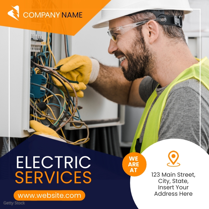 Copy of electrician services advertisement location w PosterMyWall