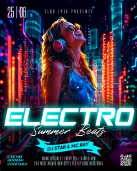 Electro club dj electronic music festival concert summer event promotion flyer template Instagram Portrait