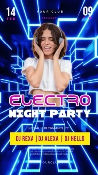Electro Night Party Poster Flyer Pantalla Digital (9:16) template