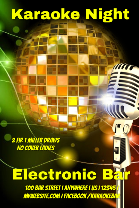 electronic karaoke bar poster template postermywall