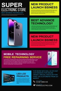 Electronics Flyer Design Sticker Electronic video poster Template | PosterMyWall