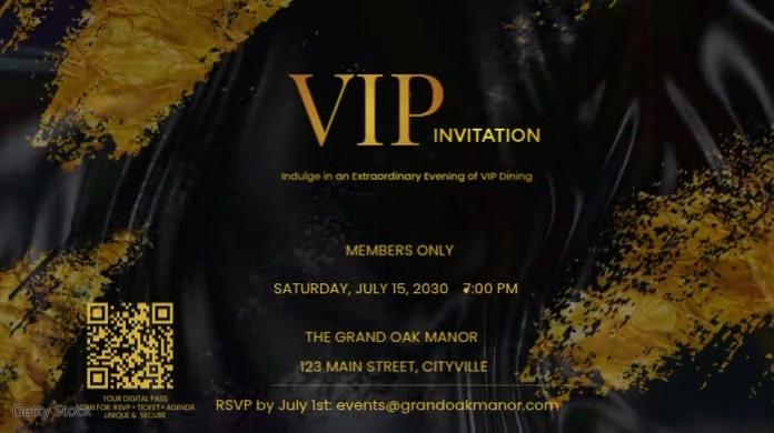 Luxury Gold & Black VIP Dinner Invite twitter template
