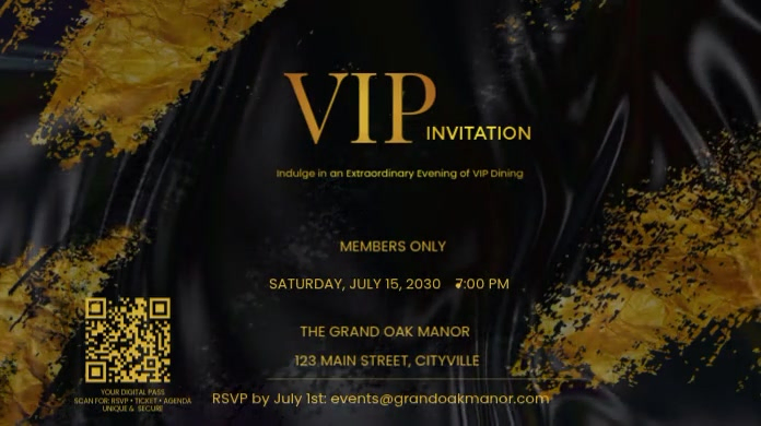 Luxury Gold & Black VIP Dinner Invite twitter เทมเพลต | PosterMyWall