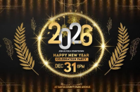 Elegant 2026 New Year Countdown Party Poster Banner 4' × 6' template
