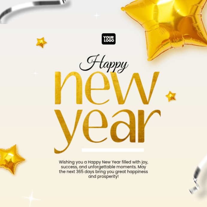 Elegant 3D Gold Happy New Year Social Media Greeting Instagram Post ...