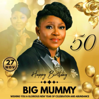 Elegant 50th Birthday Celebration Flyer | Black and Gold Birthday Template for Women Wpis na Instagrama