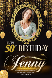 Elegant 50th Birthday Poster template