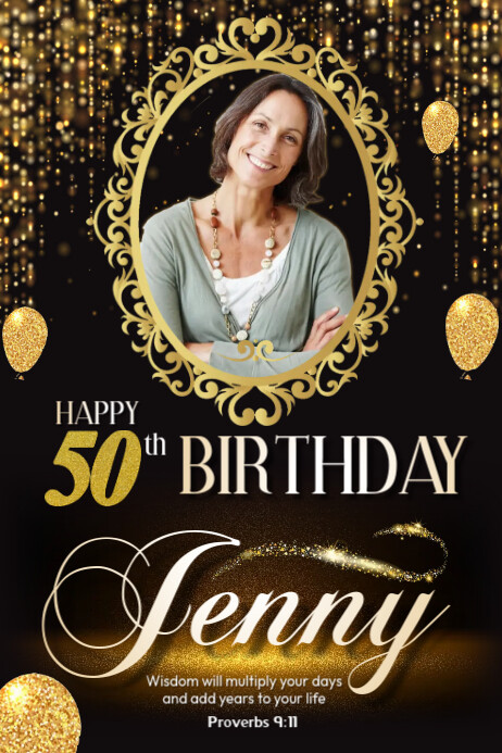 Elegant 50th Birthday Poster โปสเตอร์ template