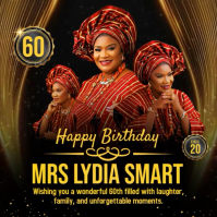 Elegant 60th Birthday Celebration Template | Gold and Black Luxury Design Instagram Post