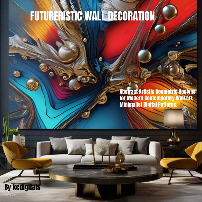 Elegant and Colorful Interior Art Design, Geo Instagram Post template