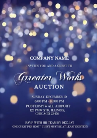 Elegant Auction Night Animated Video Invitation | Corporate Charity Gala Event Digital Invite A4 template