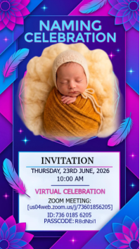 Elegant Baby Naming Ceremony Invitation Template งานแสดงผลงานแบบดิจิทัล (9:16)