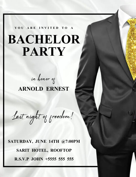 Elegant Bachelor Party Invitation Template PosterMyWall