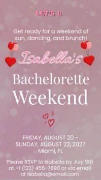 Let's Go Girls" - Fun Bachelorette Weekend Invitation Digitale display (9:16) template