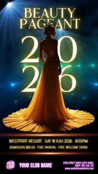 Elegant Beauty Pageant Contest Video Digitalanzeige (9:16) template