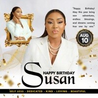 Elegant Birthday Flyer for Women – Gold & White Luxury Design Pos Instagram template
