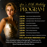 Elegant Birthday Program Order Of Events Instagram-Beitrag template
