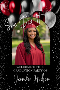 Elegant Black & Gold Graduation Party Invitation Template (Photo Invite) Poster