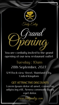 Elegant Black & Gold Grand Opening invitation Instagram Story template