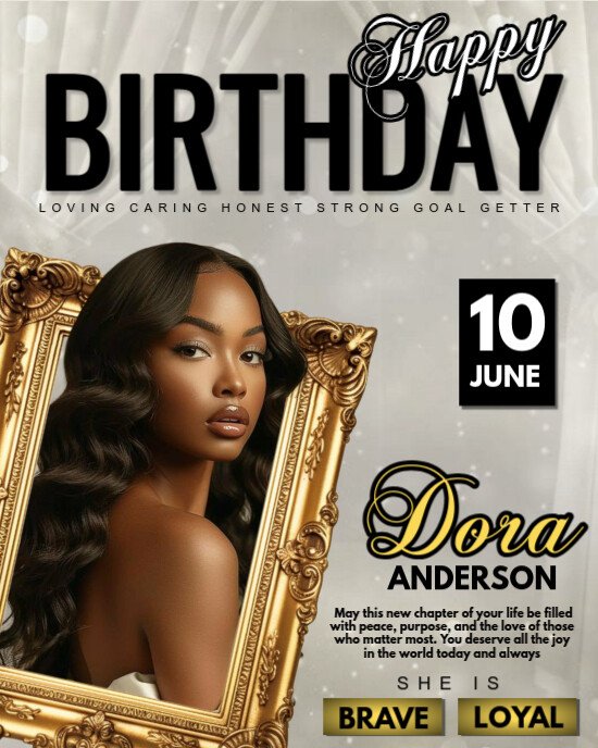 Elegant Black and Gold Birthday Flyer for Her – Editable Template Instagram Portrait