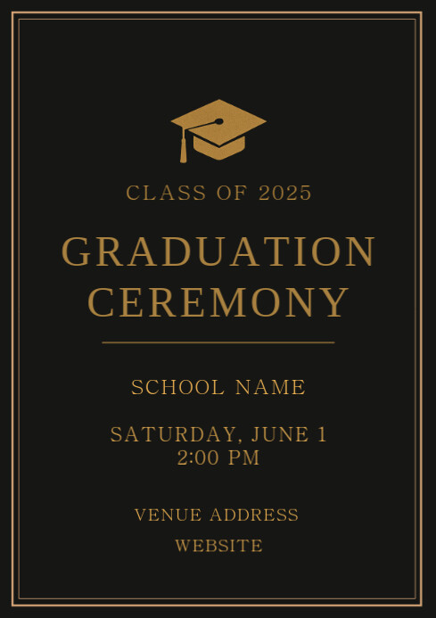 Copy of Elegant Black and Gold Graduation Ceremony Invitation Template ...
