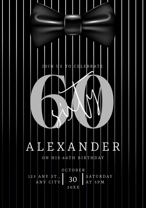 Copy of elegant black and white birthday invitation | PosterMyWall