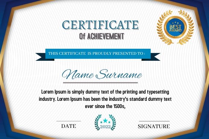 Elegant certificate of achievement modern Template | PosterMyWall