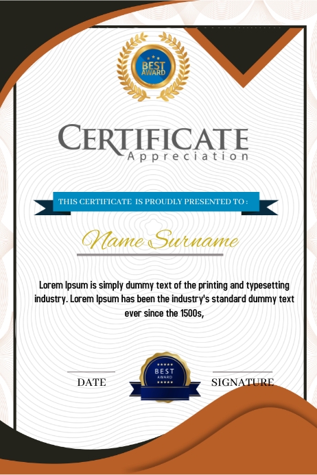 Elegant certificate of achievement modern Template | PosterMyWall