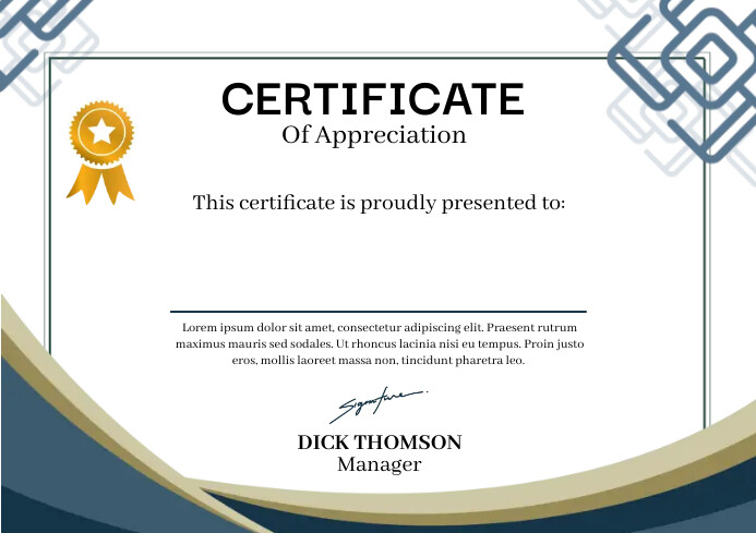 Elegant Certificate of Appreciation A4 template