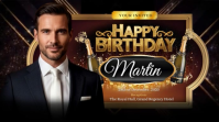 Elegant Champagne Birthday Invitation Miniatura na YouTube template