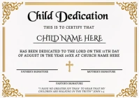 Elegant Child Dedication Certificate Template | Editable Printable Church Design A4