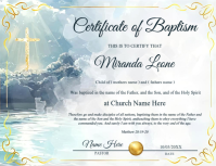 White Baptism Certificate Flyer Template