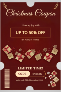 Red Christmas Discount Coupon Poster Template