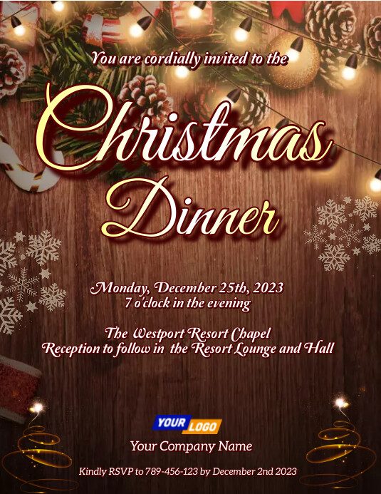 Elegant Christmas Dinner Invitation Card Template PosterMyWall