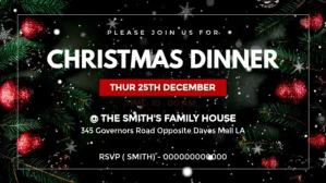 Elegant Christmas Dinner Invitation Template | Family Holiday Party Flye Digitalt display (16:9)