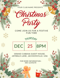 Желтый Christmas Party Invitation Flyer Template