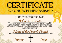 Elegant Church Membership certificate A4 template