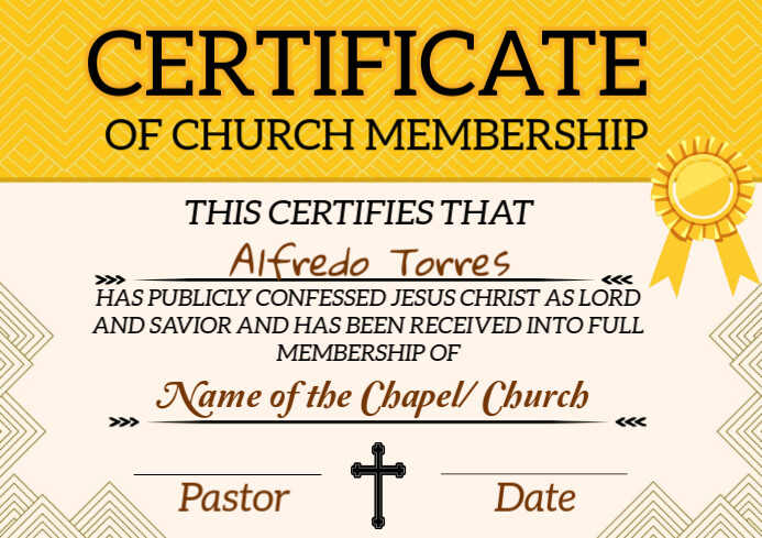 Elegant Church Membership certificate A4 template