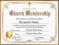 白色 Church Membership Certificate Flyer Template