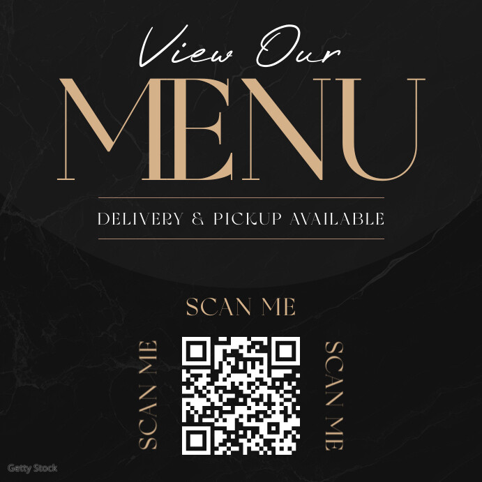 Elegant classy minimal printable menu qr code Instagram Post template