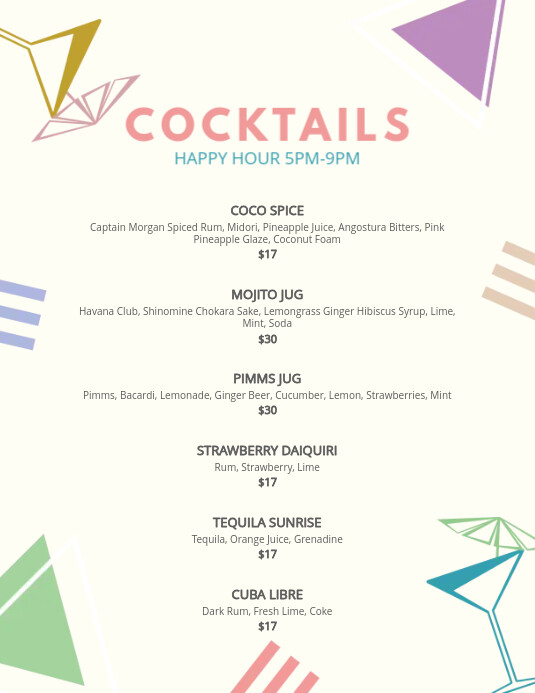 Create A Free Bar Menu | PosterMyWall