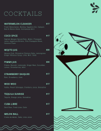 Green Elegant Cocktail Menu Template Flyer (US Letter)