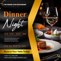 Black Dinner Night Square Template