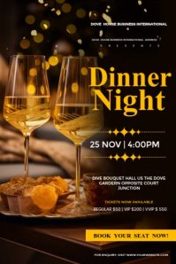 Elegant Dinner Night Invitation Template | Formal Event Flyer Design Poster
