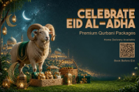 Elegant Eid al-Adha Landscape Poster Template for Qurbani Packages Póster
