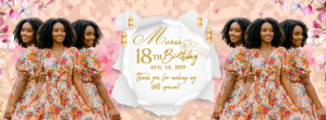 Elegant Floral 18th Birthday Thank You Banner Facebook-coverfoto template
