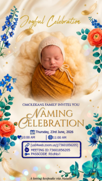 Elegant Floral Baby Naming Ceremony Invitation Template Digital Display