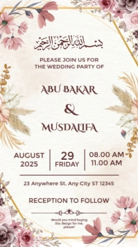 Elegant Floral Islamic Wedding Invitation Template Instagram Story