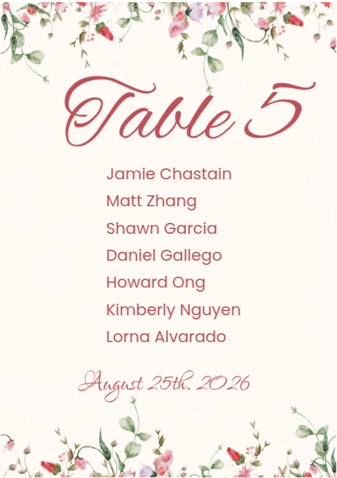 White Wedding Table Card A5 Template | PosterMyWall