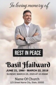 Elegant Funeral Announcement Template Poster